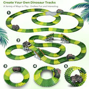 Dinosaur Toys, Create A Dinosaur World Road Race, Dinosaur Track Toys | Flexible Track Playset, 2 pcs Cool Dinosaur Car, Dinosaur Race Car Track for 3 4 5 6 Year & Up Old Boy Girls Best Gift