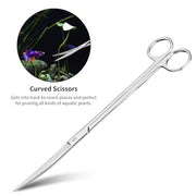 Ohtomber 4PCS Aquascape Tool Aquarium Kit with Tweezers Scissors Scraper | Rustproof Stianless Steel, Long Handle, For Trimming Scraping Reptile Feeding, Fit Aquariums Terrariums, Tank Maintenance Set