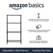 Amazon Basics 4-Shelf Steel Wire Storage Shelves for Garage, Adjustable Metal Shelving Unit, 200 lbs Per Shelf, 23.2" W x 48" H x 13.4" D, Black