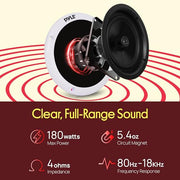 Pyle Marine Speakers - 5.25 Inch 2 Way Waterproof and Weather Resistant Outdoor Audio Stereo Sound System with LED Lights, 180 Watt Power and Low Profile Slim Style - 1 Pair - PLMRS53WL