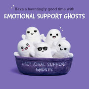 Emotional Support Ghosts, Cuddly Stuffed Animals by Relatable | Halloween Ghost Plush Toys & Cute Stuff, Halloween Gifts for All Ages, Includes 5 Plushies with Basket