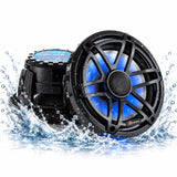 H YANKA MC-65B 6.5 Inch Marine Speakers, Waterproof, 750W, Blue LED, Pair | 2‑Way marine‑grade coaxial speaker, IP67, salt‑UV resistant for durable long‑lasting use, for boats, utv, atv.