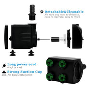 PULACO 400GPH Submersible Pump with 5 ft Tubing | 1500L/H 25Watt durable fountain water pump for Pond Fountain, Aquariums Fish Tank, Statuary, Hydroponics