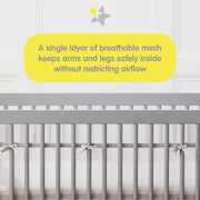 BreathableBaby Breathable Mesh Liner for Full-Size Cribs, Classic 3mm Mesh, White (Size 4FS Covers 3 or 4 Sides)