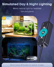 Pawfly 11W Aquarium LED Light for 12 to 18 Inch Fish Tanks Extendable Fish Tank Light with Full Spectrum Brilliant White Blue Red Lights with Daytime & Night Modes and Adjustable Brightness
