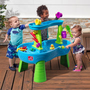 Step2 Rain Showers Splash Pond Toddler Water Table, Outdoor Kids Water Sensory Table, Ages 18+ Months, 13 Piece Water Toy Accessories, Blue & Green