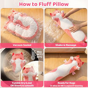 Mewaii Kids Body Pillow Pink Long Cat Plush 20 in, Extra Filling Soft Cute