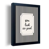 Black and White Bathroom Wall Art You Look So Good Framed Black Striped Bathroom Decor Modern Minimalist Canvas Print Painting Artworks for Wall