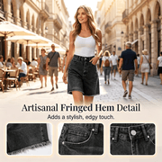 Women’s Casual High Waisted Fringed Denim Shorts