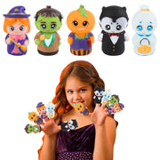 CCINEE 5pcs Halloween Finger Puppets Set for Kids, Tiny Rubber Witch Snowman Puppets Figures Toys Assortment for Toddlers Schools Summer Halloween Party Favors