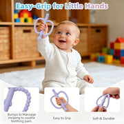 Fu Store Hollow Teether Tube Apple Shape Baby Teething Toy for Babies 0-36M | Baby Teether Toys Chew Straw Sensory Toys for Babies 0-6 0-12 Months Infant Toddlers Silicone Tubes Relief Soothing Gums Gift