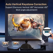 Built-in Apps 1080P 4K Support Mini Projector with Android 14, Phone Remote | Portable Smart Projector with WiFi 6 and Bluetooth 5.4 for Bedroom Auto Keystone Compatible with Netflix/iOS/HDMI/TV Stick X1
