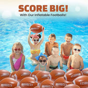 12-Pack Inflatable 16-Inch Footballs for Kids Party Decorations & Favors | Blow-Up Sports-Themed Beach Balls for Game Day & Birthday Supplies and Decorations, Goodie Bag Stuffers