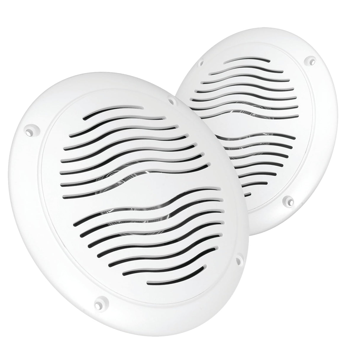 Magnadyne 5-inch Water Resistant Outdoor Speakers, Dual Cone, 25W Peak Power, Marine and RV Compatible (White)