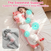 Mewaii Kids Body Pillow Pink Long Cat Plush 20 in, Extra Filling Soft Cute