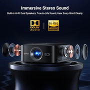 HAPPRUN 1500 ANSI 4K Decoding Outdoor Projector with Official Google TV | Smart Projector with WiFi and Bluetooth, Auto Focus & Keystone, Dolby Audio, Portable Home Theater for Indoor & Outdoor Movie