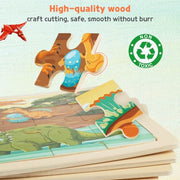 SYNARRY Large Dinosaur Wooden Puzzles for Kids Ages 4-6, 4-in-1 Gift Set | Dinosaur Puzzles for Kids Ages 3-5, Birthday Gifts for Boys & Girls, Educational Dinosaur Toys, Screen-Free Play