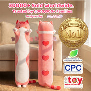 Mewaii Kids Body Pillow Pink Long Cat Plush 20 in, Extra Filling Soft Cute
