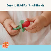 RaZbaby RaZberry Silicone Baby Teether Toy - Berrybumps Soothe Babies Sore Gums - Infant Teething Toy - Hands Free Design - BPA Free - Easy-to-Hold Design - Teething Relief Pacifier - Fruit Shape/Red