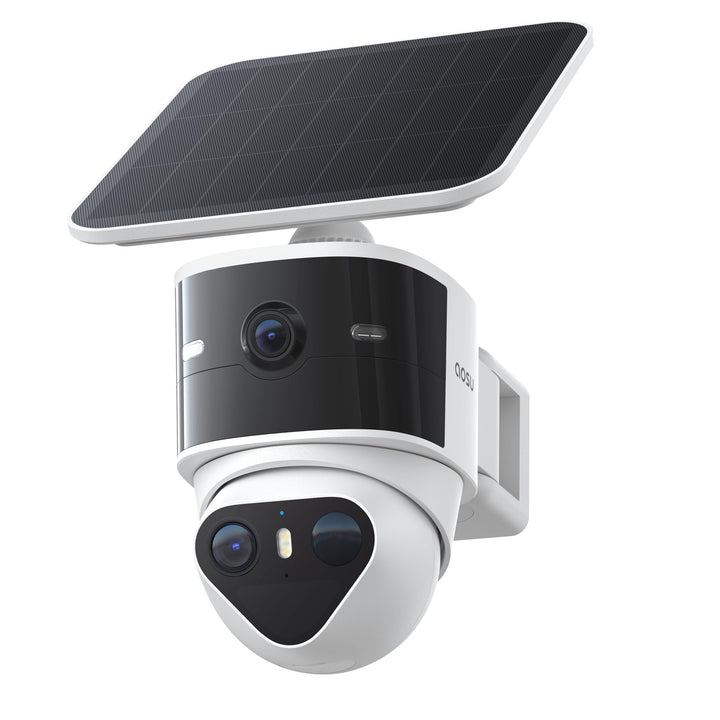 aosu T2 Pro 3K Dual Cam Outdoor Security Camera, Solar Powered, AI Tracking | 170° Wide & 360° PTZ, No Blind Spots, Local Storage ,Full Color Night Vision,AI Human Vehicle Tracking, 8X Zoom