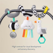 Itzy Ritzy Spiral Car Seat & Stroller Activity Toy Ages 0+ (High Contrast) | Baby Stroller & Car Seat Spiral Toy, Infant Sensory Activity Toy, Easy-Attach Hanging Toy With Textures, Sounds & Visual Play