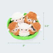 Emotional Support Highland Cows, Cuddly Stuffed Animals by Relatable | Plushies and Cute Stuff, Halloween Toys & Gifts for All Ages, Includes 5 Toys with Carrying Basket