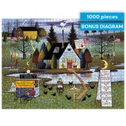 Buffalo Games - Charles Wysocki Know It All - 1000 Piece Puzzle for Adults | Story-Rich Folk Art Village Scene, Precision-Cut Snap Fit, Poster Included, 1000 Piece Puzzle for Adults, Jigsaw Puzzles