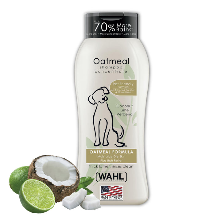Wahl USA Dry Skin & Itch Relief Pet Shampoo for Dogs – Oatmeal Formula with Coconut Lime Verbena Scent & Pet Friendly Formula, 24 Oz - Model 820004A
