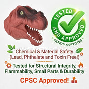 2 Pack Stretchy Dinosaur Hand Puppets - Realistic Soft Rubber T-Rex Toys | Green & Red Dino Party Favors, Classroom Storytelling, Kids Bath Roleplay Gifts, Outdoor Goodie Bags