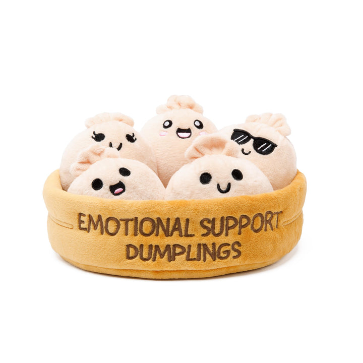 Emotional Support Dumplings, Cuddly Stuffed Animals by Relatable | Squishy Toys and Plushies, Gift Ideas for Loved Ones of All Ages, Includes 5 Plushies with Carrying Basket