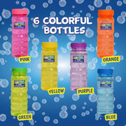 Sunny Days Maxx Bubbles 6 Pack - 4 oz Bottles, 6-Hole Wands - Ages 3+ | Plastic Construction, Easy Grip Design, Purified Micro-Filtered Water, Phthalate Free, Party Favors For Kids, 36 Months+