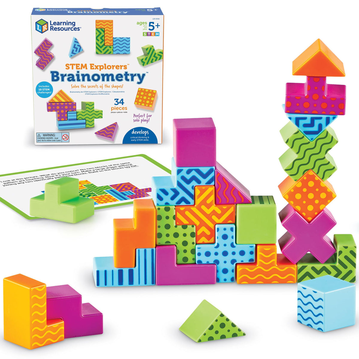 Learning Resources STEM Explorers Brainometry | 3D Puzzle Games for Kids, Kids Travel Games, Brain Teaser Puzzles, Pattern Memory Game, Brain Game Toys, Classroom Toys
