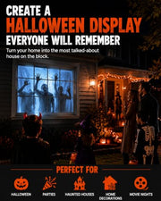 Scary Decorations Halloween Window Projector，black：With Effect fabric | Built-In Horror Videos, Scenes with Easy Setup, Wifi Streaming, Bluetooth Speaker, 210° Rotation & Auto Keystone Correction