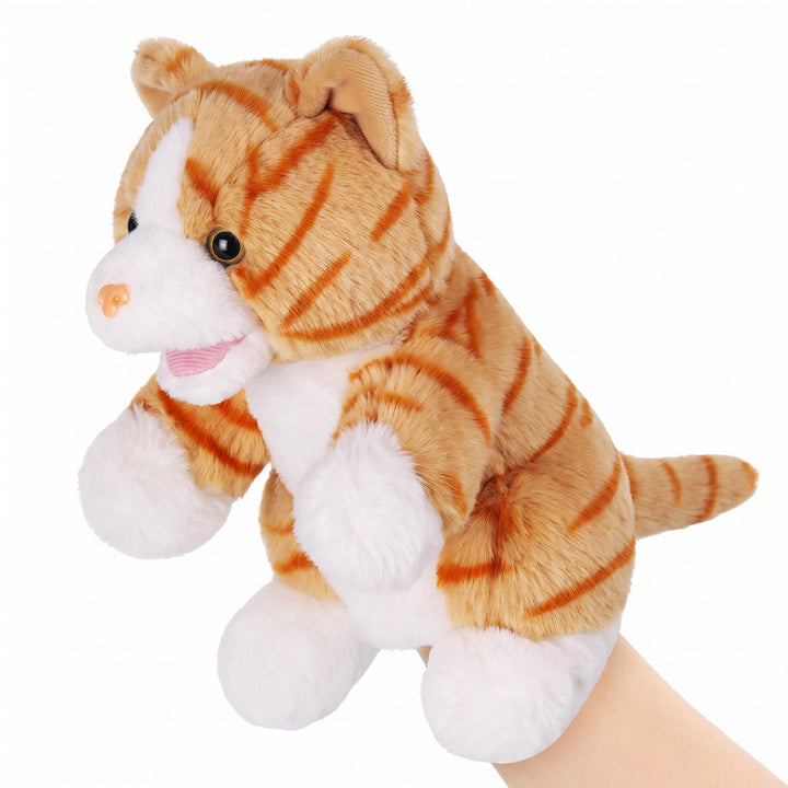 Animal Hand Puppets 11 Inch Sea Turtle Plush Dinosaur Animals Hand Puppet Toys Role-Play Toy Puppets for Kids Storytelling Imaginative Pretend Play Teaching Preschool(Cat)