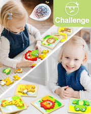 Benresive Wooden Toddler Puzzles, Montessori Toddler Toys for 1 2 Year Old | 6 Pcs Puzzles, 1 2 3 Year Old Girl Boy Great Gifts, Learning Educational Preschool Bolck Toys for 1 2 3 Year Old