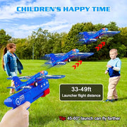 LJZJ 3pk LED Foam Plane Launcher, 2 Modes Outdoor Toy Gift Boys Girls 3+ | Foam glider features ejection & hand‑throwing 2 modes. LED lights deliver fun‑filled nighttime flying experience for kids