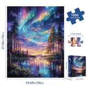 Starry Aurora Lake Puzzles for Adults 1000 Pieces,Interlocking No Dust | Challenging Jigsaw Puzzles,Thick Pieces with Matte Finish,Relaxing Night Sky Wall Art Decor,Stress Relief Gifts for Mom Dad