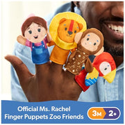 Ms. Rachel Zoo Friends Finger Puppets, 4-Pack with Lion, Monkey & Parrot | Four Soft Plush Animal Finger Puppets, Inspires Creative Storytelling, Baby Toys For Girls And Boys Ages 3+ Months