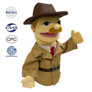 okegztoa 16" Puppets Entriloquist Puppet,Hand Puppets for Kids Plush Detective Puppets for Adults with Removable Mouth Puppet for Kids Ages,Hand Puppet for Adults with Scalable Puppet Control Rod
