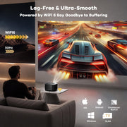 Outdoor-Projector-4K with WiFi and Bluetooth: [High Bright/60W Dolby Audio/Official Licensed Apps], Smart-Projector with AI Auto Focus, ONOAYO ONO5Pro 2.0 Movie Projector for Bedroom/Outdoor Use