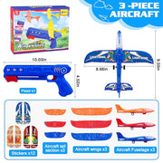 LJZJ 3pk LED Foam Plane Launcher, 2 Modes Outdoor Toy Gift Boys Girls 3+ | Foam glider features ejection & hand‑throwing 2 modes. LED lights deliver fun‑filled nighttime flying experience for kids