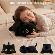 Mewaii Black Cat Plush Pillow Cute Plushies, Squishy & Huggable, 13 in | Cuddly Cat Stuffed Animal Pillow, Low-Shedding, PP Cotton Fill, Machine Washable, Desk Decor, Gift For Kids & Cat Lovers