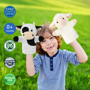 JUSTQUNSEEN Sheep Hand Puppets Lamb Plush Toy Stuffed Animal Soft Fuzzy for Baby Story Time Safe Washable Stuffed Adult Hands Fit Interactive Play