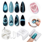 Modelones Cat Eye Magnet 5D Nail Magnet for Cateye Gel Polish Nail Stuff | White 360°Rotating Automatic Cat Eye Magnet Tool, U-Shaped&Ball Magnet&Hole&Heart Magnets for Glass Bead Nail Art