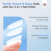 SAVILAND 3-in-1 Clear Nail Polish Base & Top Coat & Nail Strengthener 15ml | Quick Dry, For Damaged Nails, Helps Protect Nails & Extend Polish Wear, High Gloss Regular Nail Lacquer, Home Women Gift
