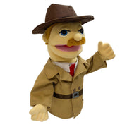 okegztoa 16" Puppets Entriloquist Puppet,Hand Puppets for Kids Plush Detective Puppets for Adults with Removable Mouth Puppet for Kids Ages,Hand Puppet for Adults with Scalable Puppet Control Rod