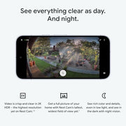 Google Nest Cam Outdoor (Wired, 2nd Gen) - Security Camera - 2025 - Snow | 2K video, motion detection, color night vision, 2-way audio, works with Google Home and Gemini, weather resistant