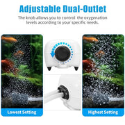 AQUANEAT Aquarium Air Pump for 20-210 Gallon Tank, Fish Air Bubbler, Hydroponic Oxygen Aerator with Stones, Airline Tubing, Check Valves