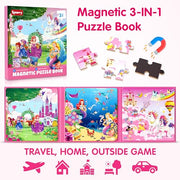 SYNARRY Unicorn Mermaid Princess Magnetic Puzzles for Child 3-5, Travel Toy | 20-Piece Magnetic Travel Puzzle for Child Ages 4-6, Car Airplane Road Trip Activities, Quiet Time Toys, Girls Birthday Gifts