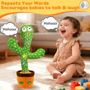 Hunfur Interactive Dancing Talking Cactus Toy, Repeat What You Say | Singing Recording with LED Lights, Sensory Development & Motor Skill Building, Birthday Gift for Boy Girl